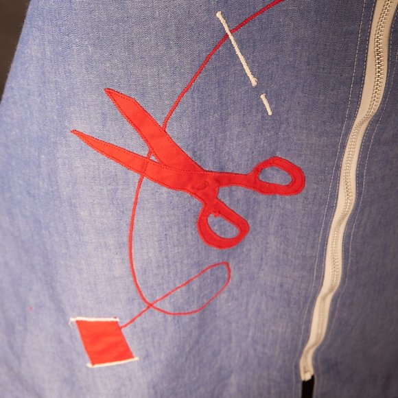 1970s Chambray Sewing Smock Dress - Picture 12 of 13